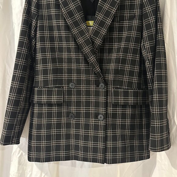 NWT GIANNI BINI Woman's Ariana Black Checker Blazer Jacket | Size 2 - Picture 5 of 15